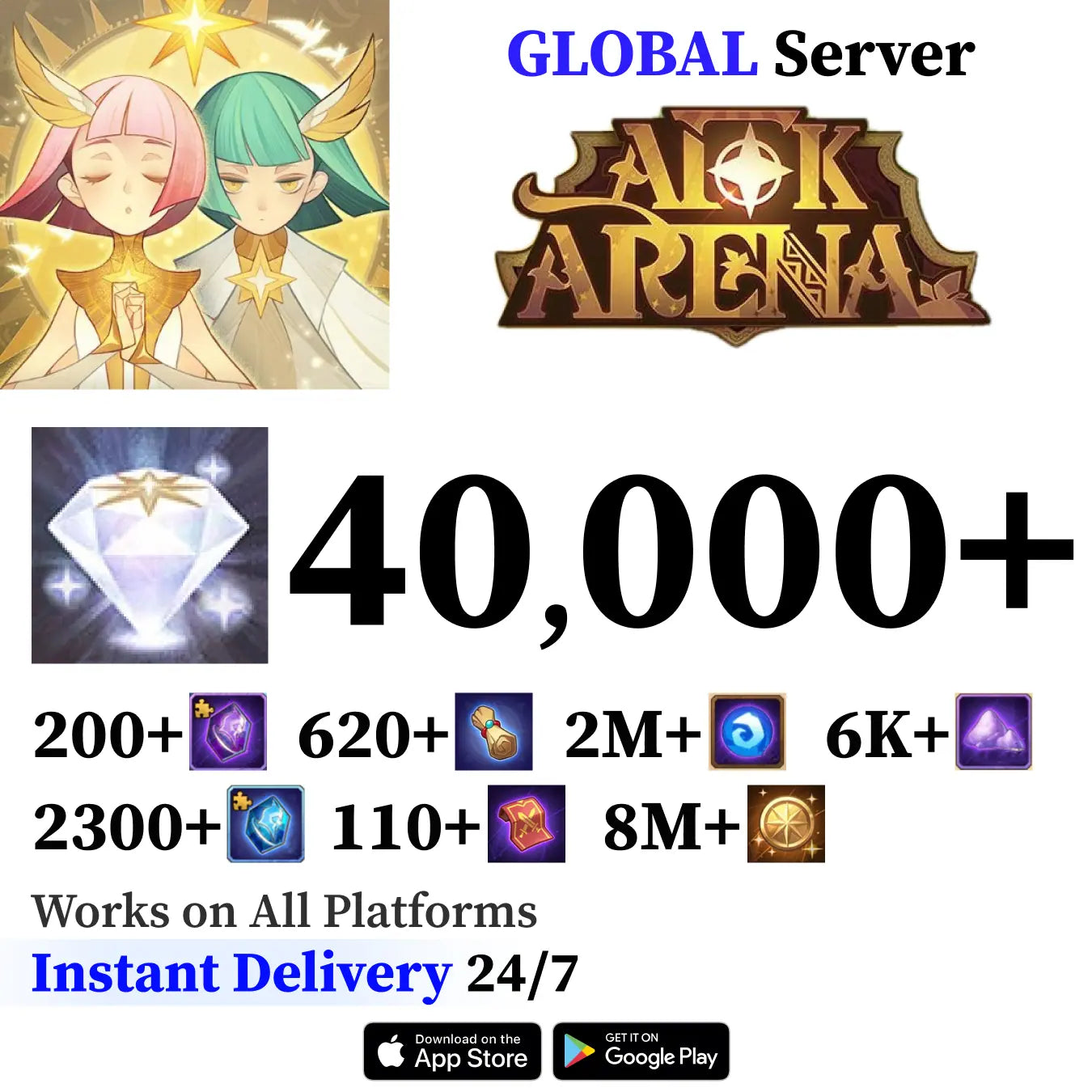 AFK Arena Reroll | 100K+ Diamonds + 5x Ascended Heroes | Instant Delivery