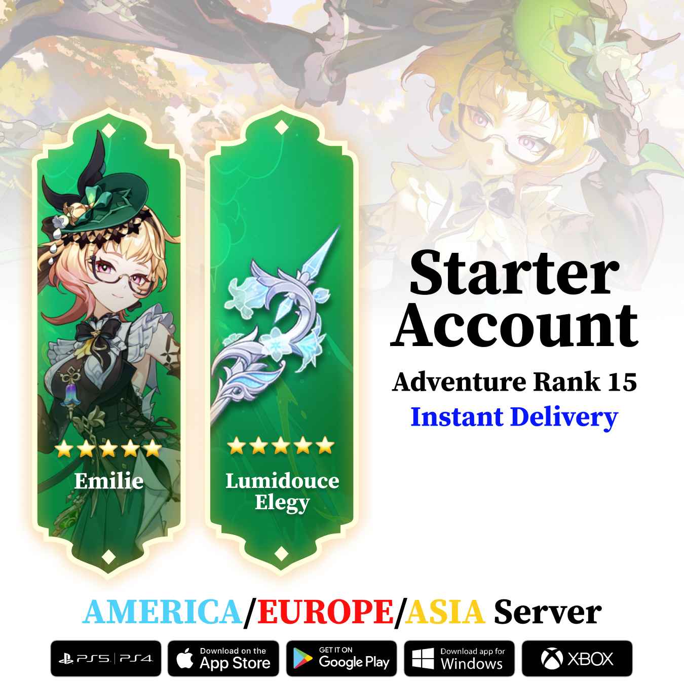 Emilie with Lumidouce Elegy - Genshin Reroll Account