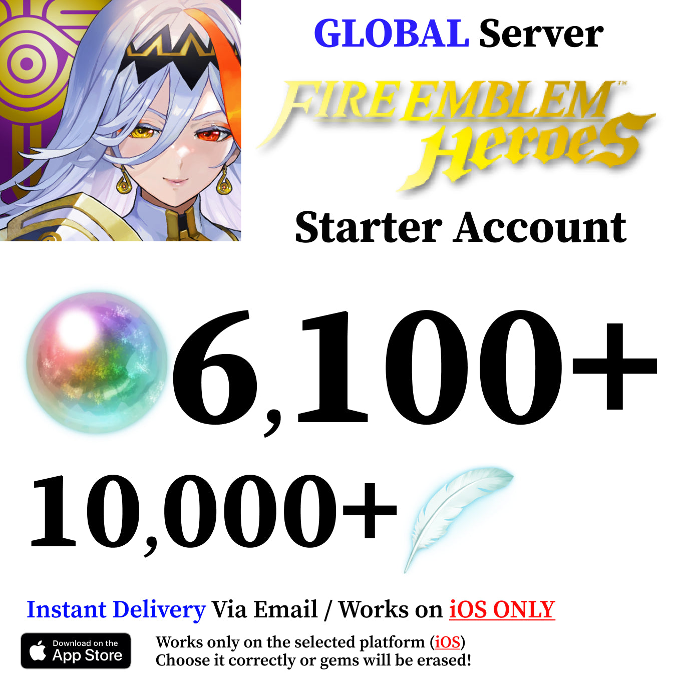 Fire Emblem Heroes Account | 6,000 Orbs + 14,000 Feathers | iOS Only