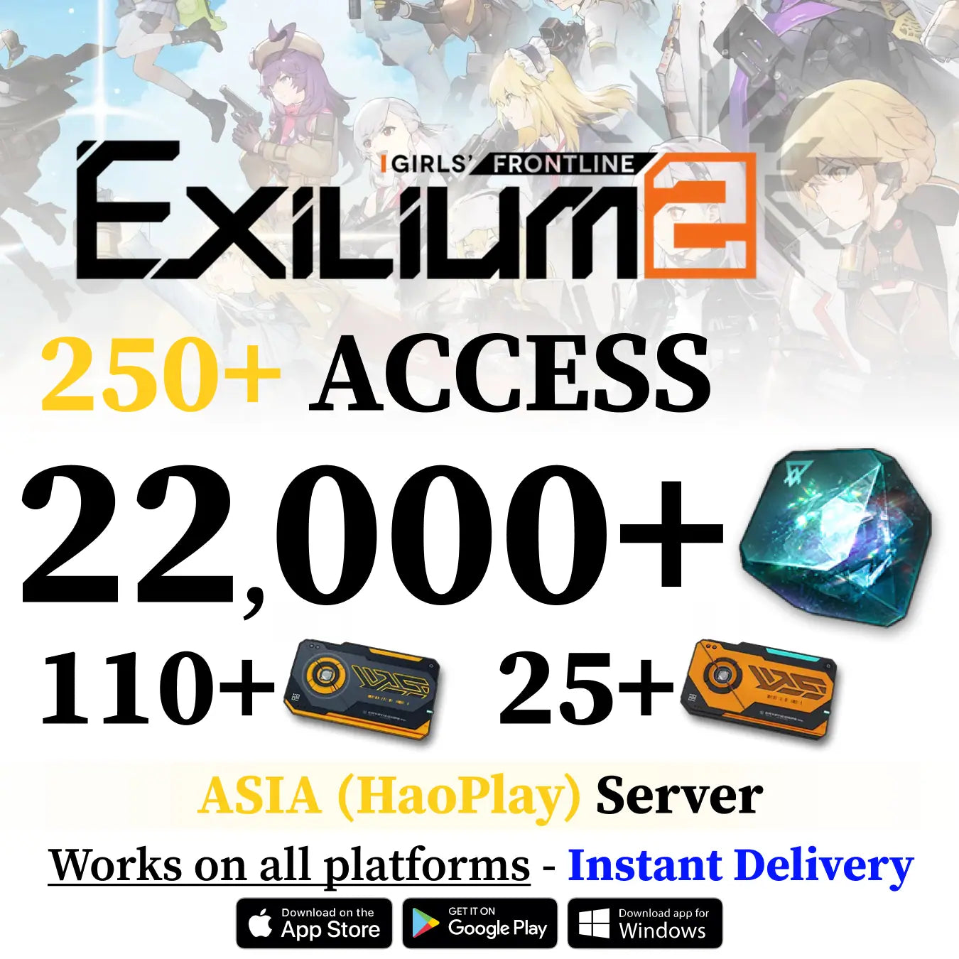 GFL2 EXILIUM Reroll Account – HaoPlay Asia Server | 22K+ Gems