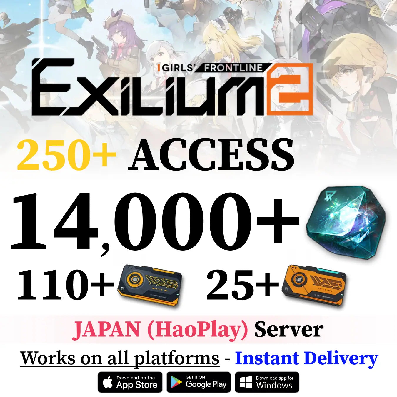 GFL2 EXILIUM Starter Reroll Account – HaoPlay Japan Server | 14K+ Gems