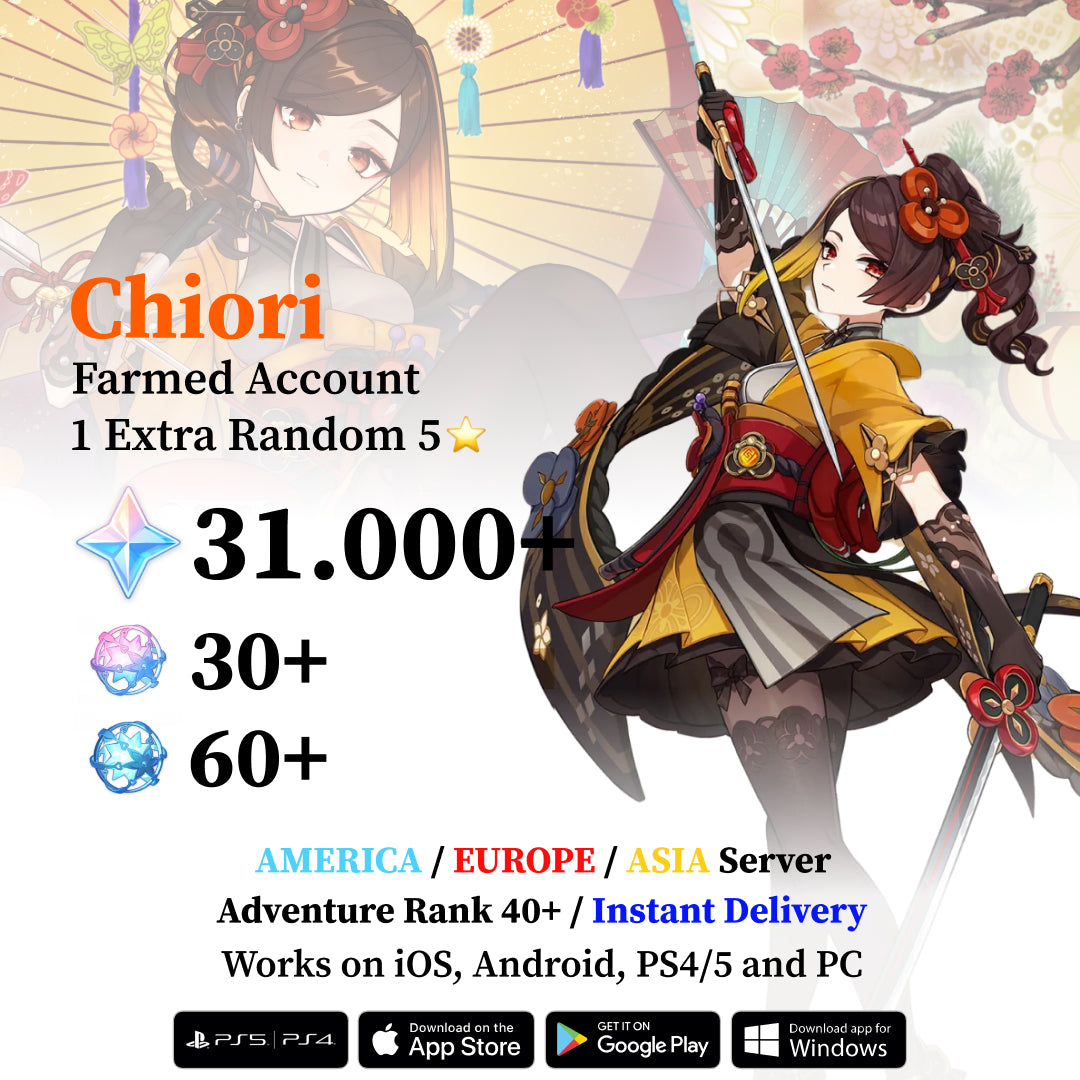 Chiori Reroll Account with 30.000 Primogems