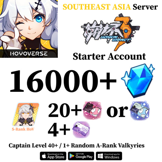Honkai Impact 3rd Reroll Account with 14000+ Crystals [ASIA]