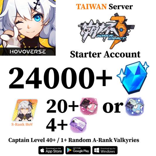 Honkai Impact 3rd Reroll Account with 24000+ Crystals [TAIWAN]
