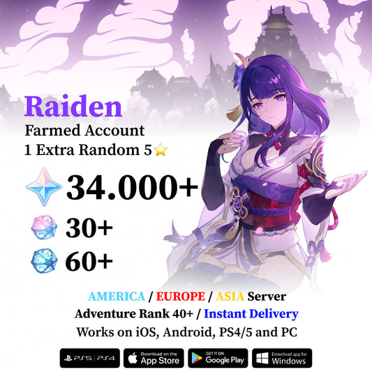 Raiden Shogun Reroll Account with 30.000 Primogems