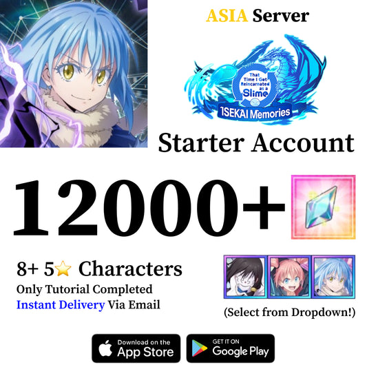 SLIME ISEKAI Memories Starter Reroll Account 12000+ Crystals [Asia]