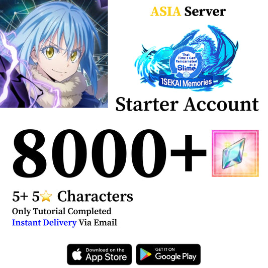 SLIME ISEKAI Memories Starter Reroll Account 8000+ Crystals [Asia]