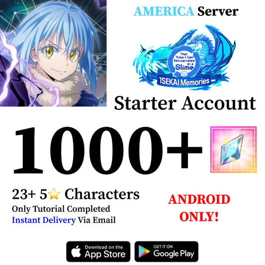 SLIME ISEKAI Memories Starter Reroll Account 1000+ Crystals [America]