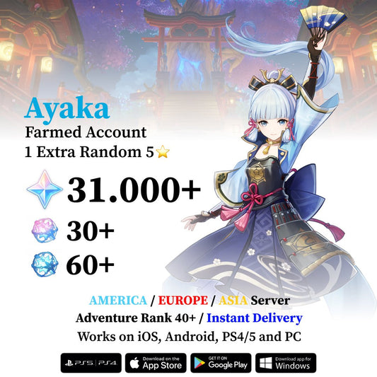 Ayaka Reroll Account with 30.000 Primogems