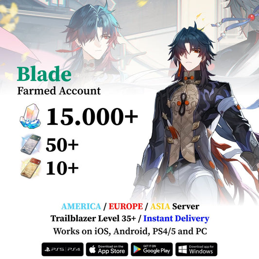 Blade + 10000 Stellar Jades Honkai: Star Rail Starter Fresh Account - Genshin Reroll Account