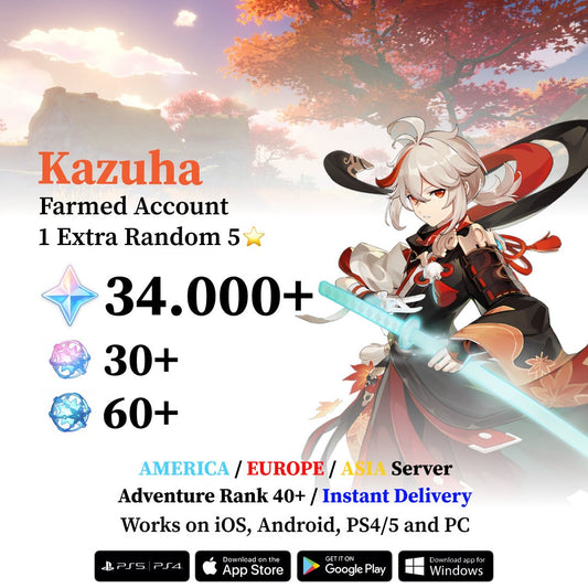 Kazuha Reroll Account with 30.000 Primogems