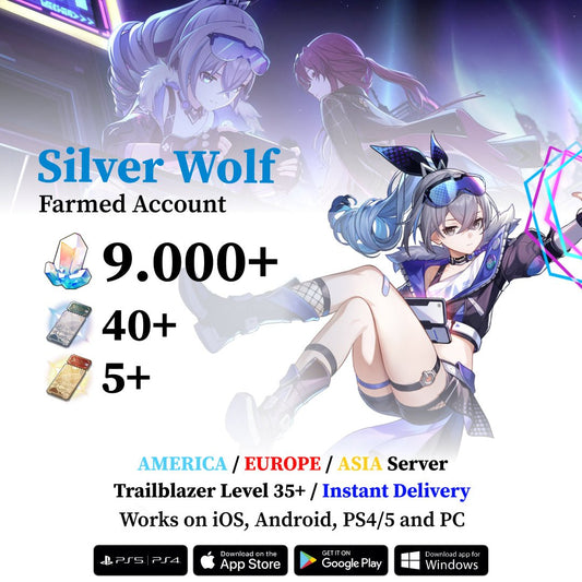 Silver Wolf Honkai Star Rail Starter Account with 10000 Stellar Jades 