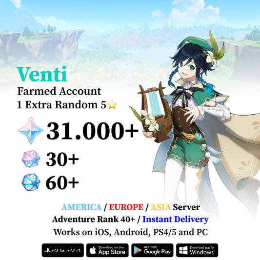 Venti Reroll Account with 30.000 Primogems
