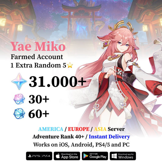 Yae Miko Reroll Account with 30.000 Primogems