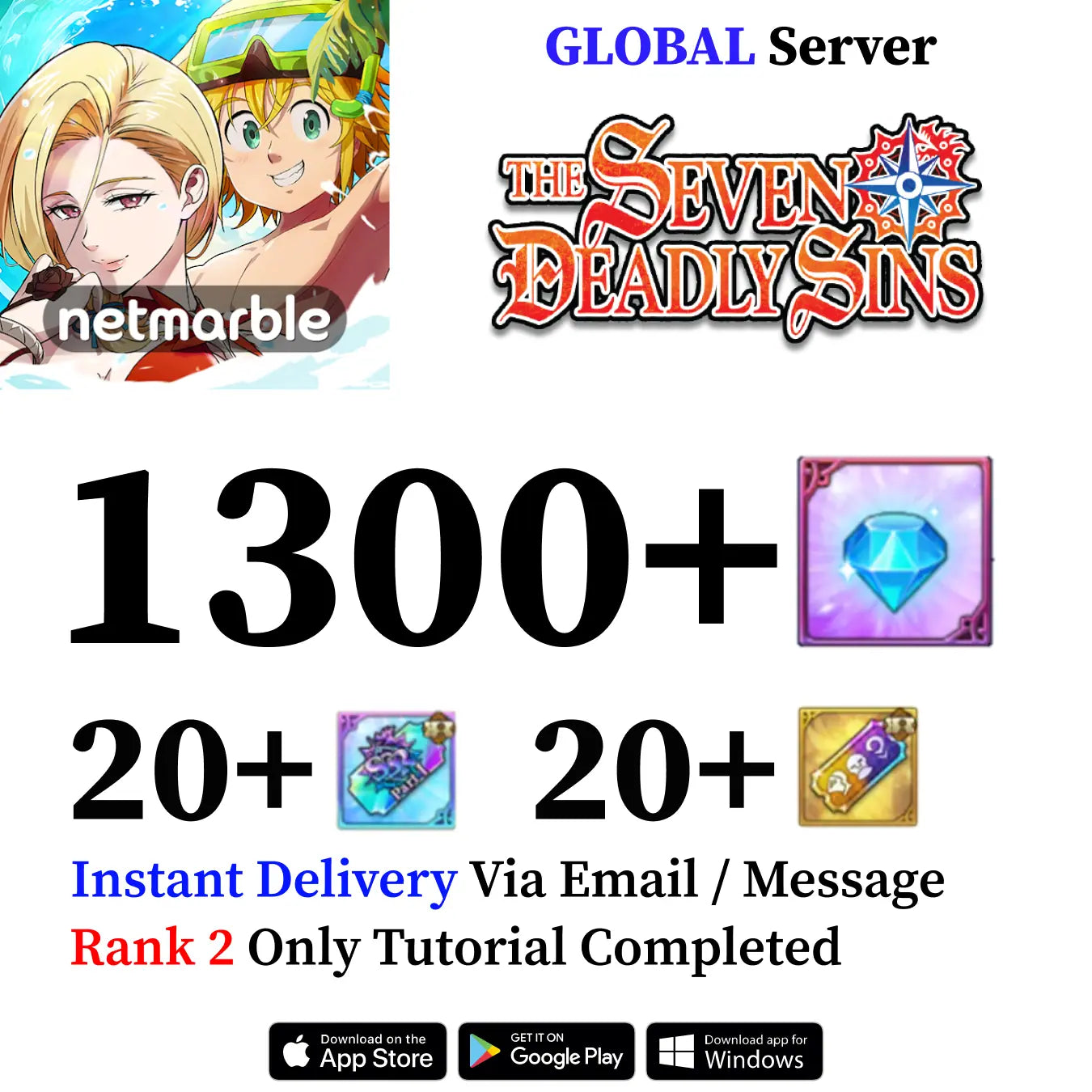 Seven Deadly Sins Grand Cross Account with Diamonds [Global]