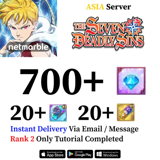 Seven Deadly Sins Grand Cross Account with 700+ Diamonds [Asia]