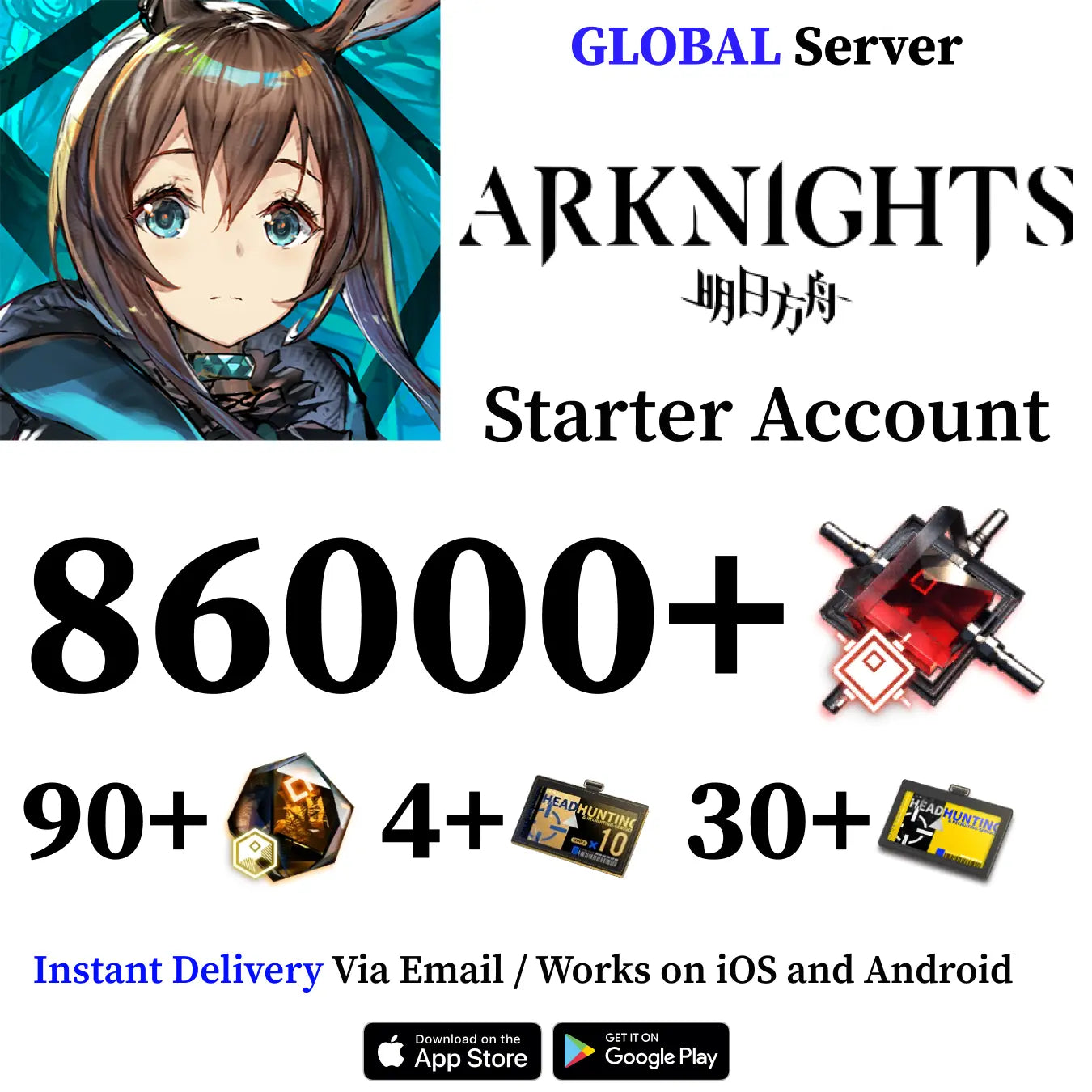 Arknights Farmed Reroll Account with 30000 - 100000+ Orundum, 70+ Tickets [GLOBAL]