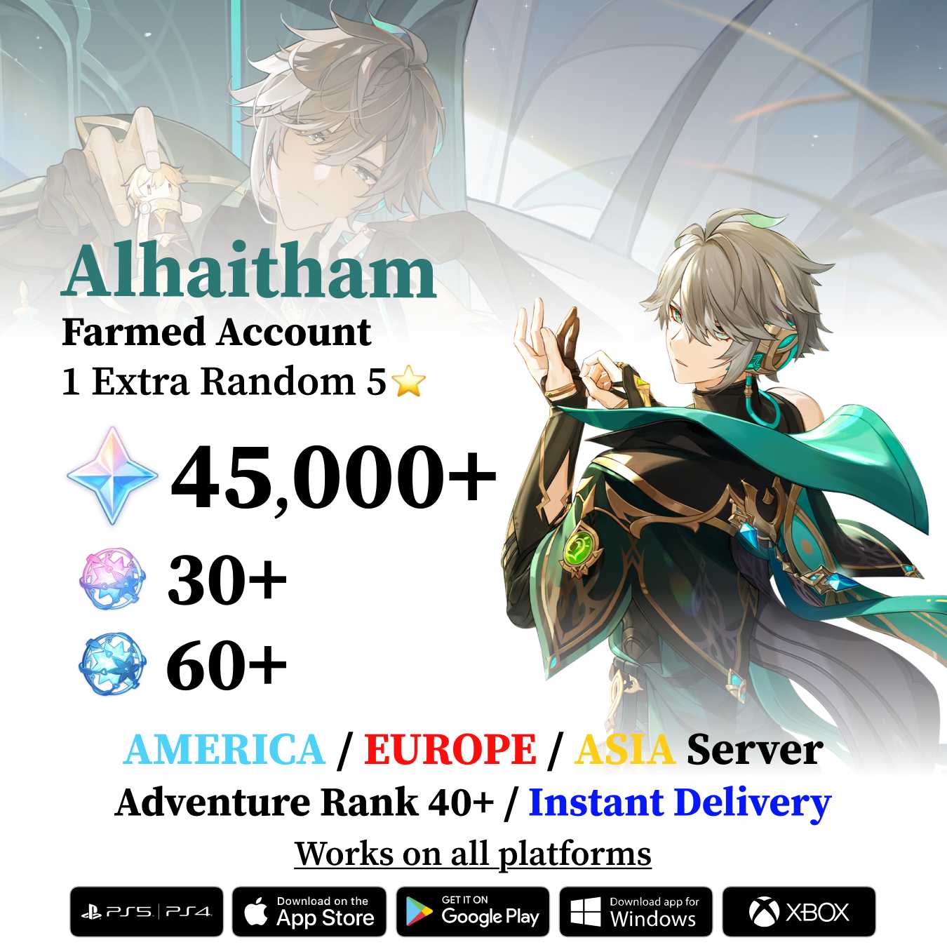 Alhaitham Reroll Account with Primogems