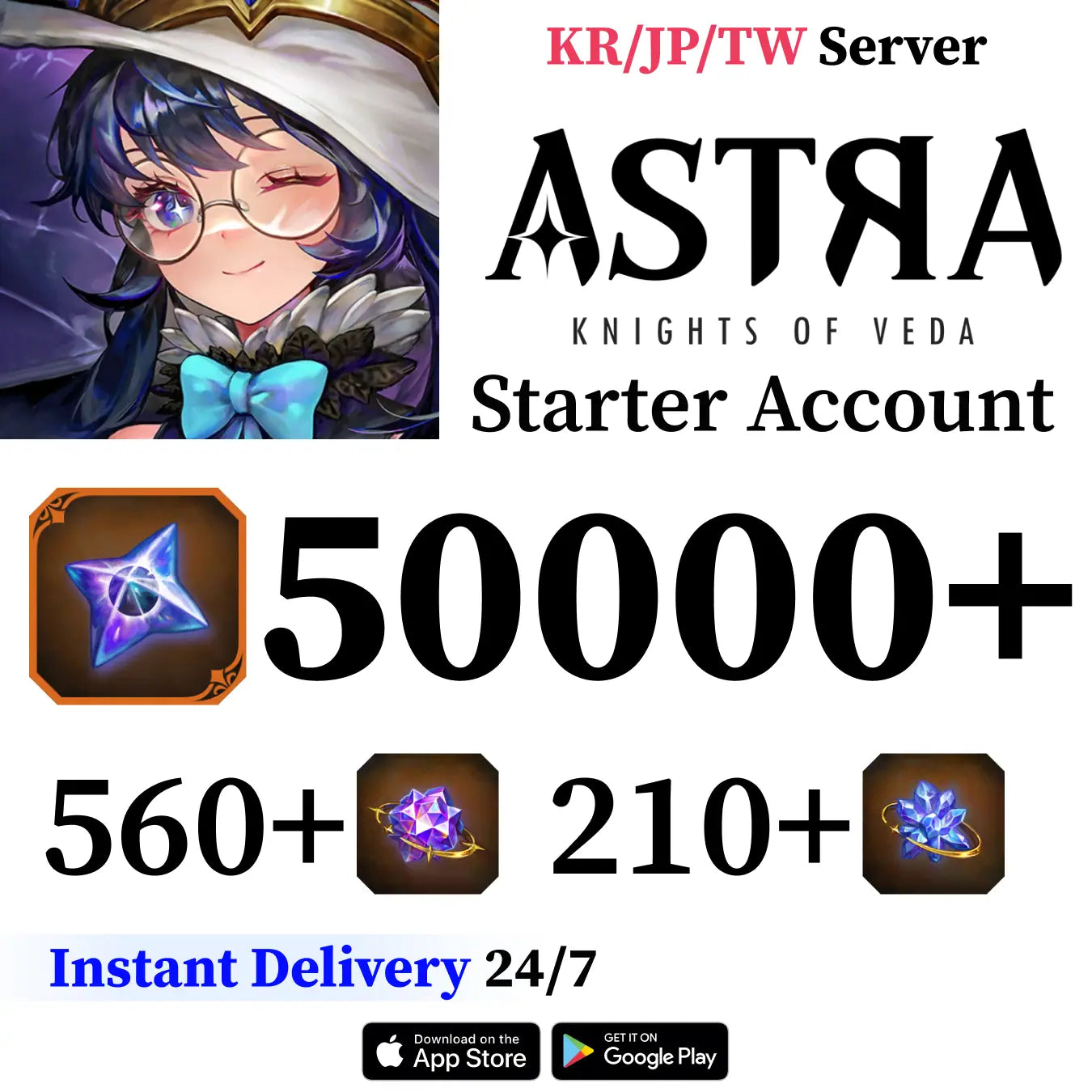 ASTRA: Knights of Veda Starter Account with 50.000+ Starstones [KR/JP/TW]