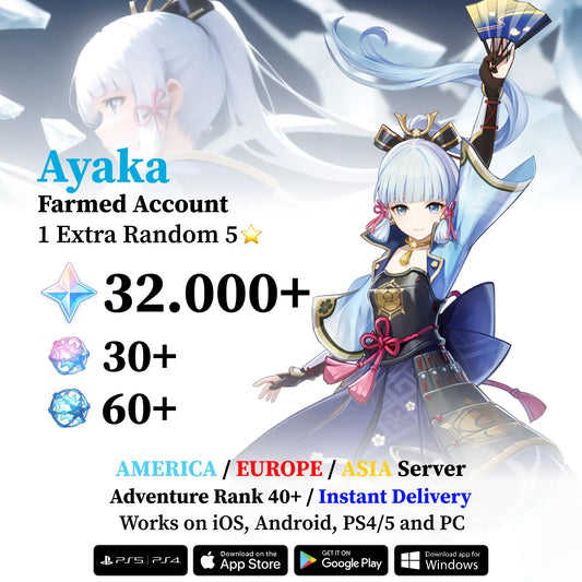 Ayaka Reroll Account with 30.000 Primogems