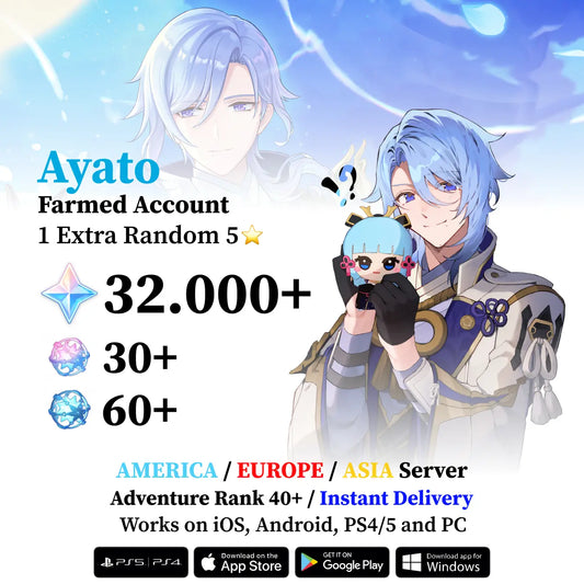 Ayato Reroll Account with 30.000 Primogems