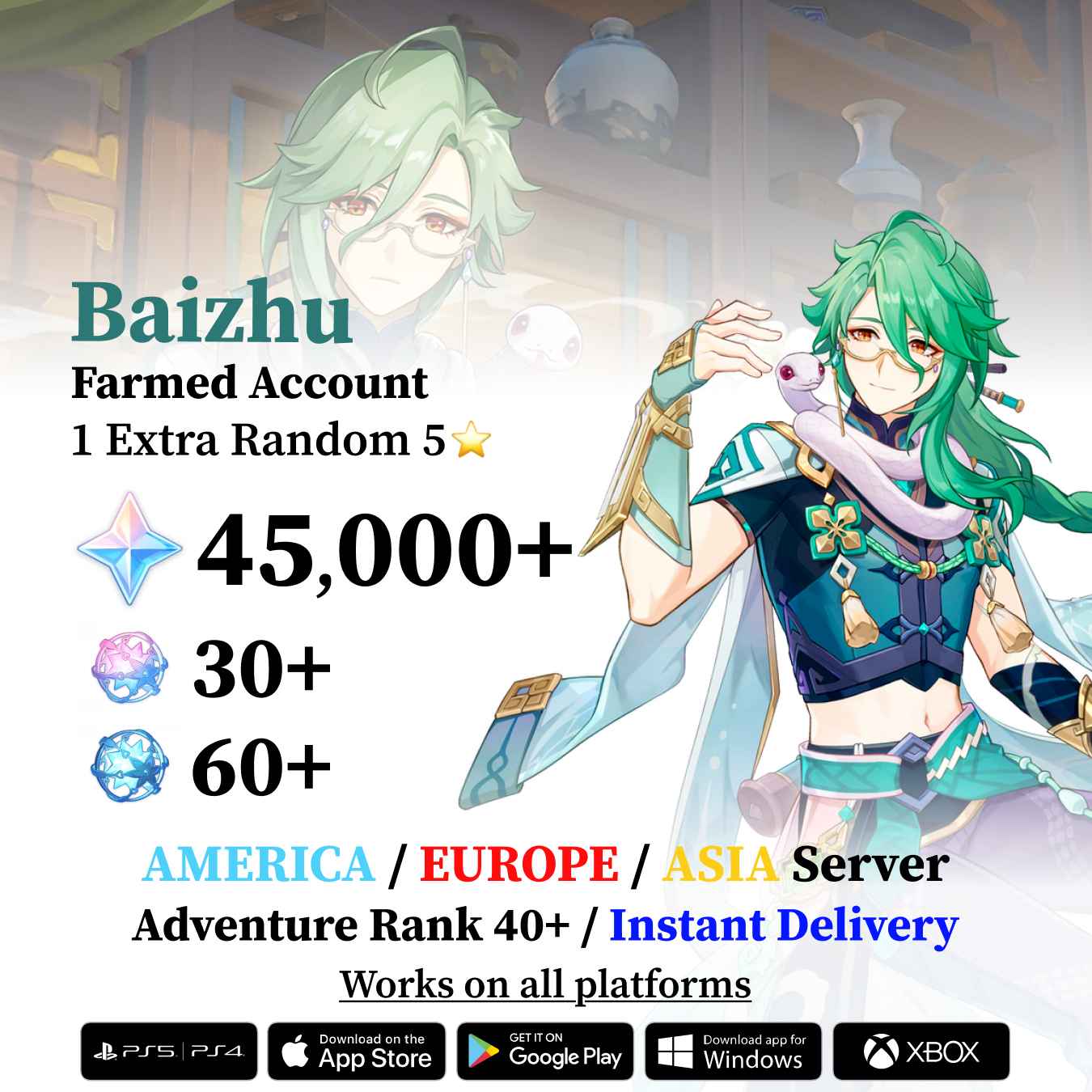 Genshin Reroll Account with Primogems and Limited 5 Star