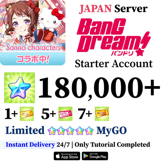 BanG Dream Bandori Starter Reroll Account wtih 180,000+ Stars & Limited 5★ MyGO [Japan]