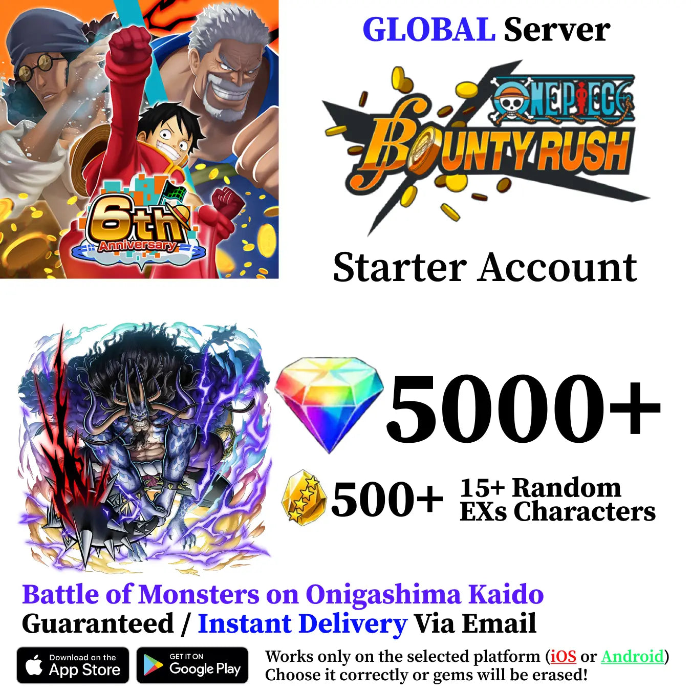 Onigashima Kaido OPBR Starter Reroll Account [Global]