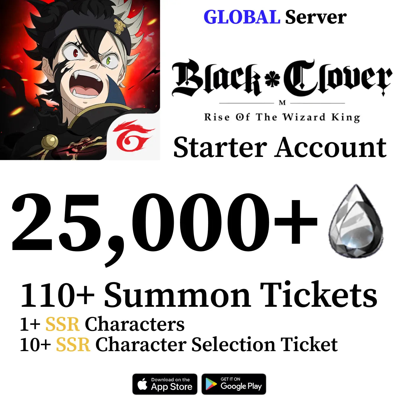 Black Clover M Account 25000+ Crystals [GLOBAL]