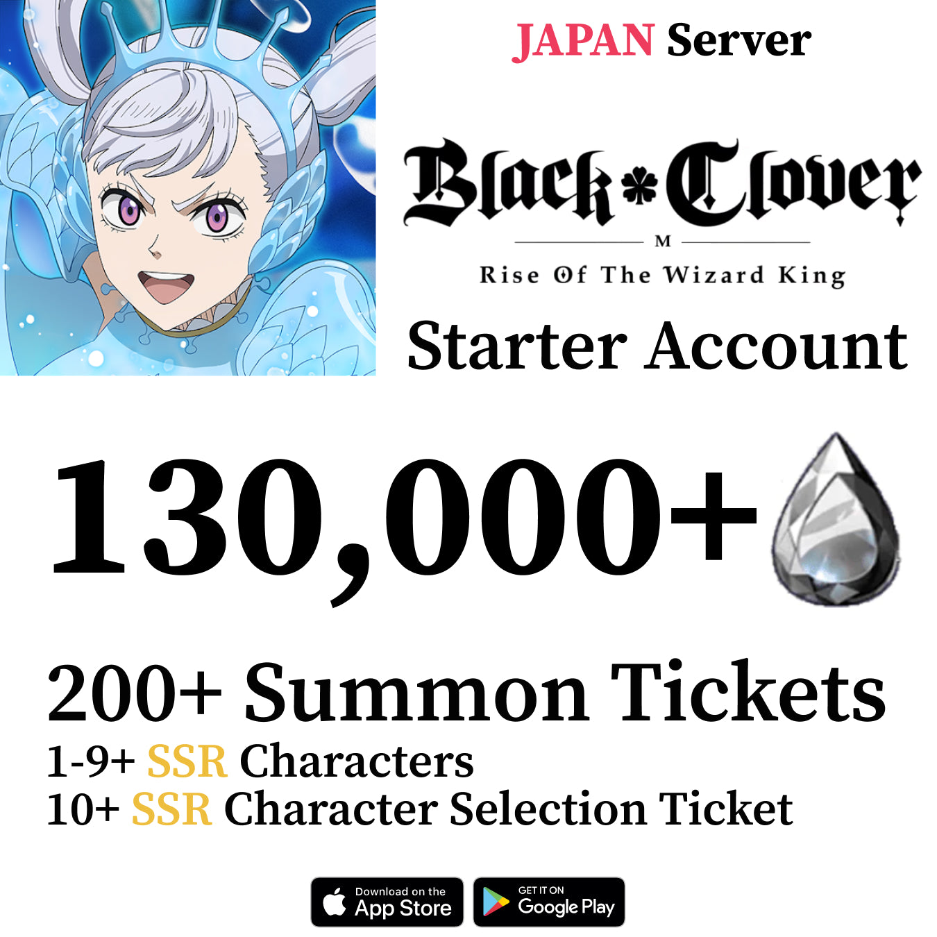 Black Clover M Account 130,000+ Crystals [JAPAN]