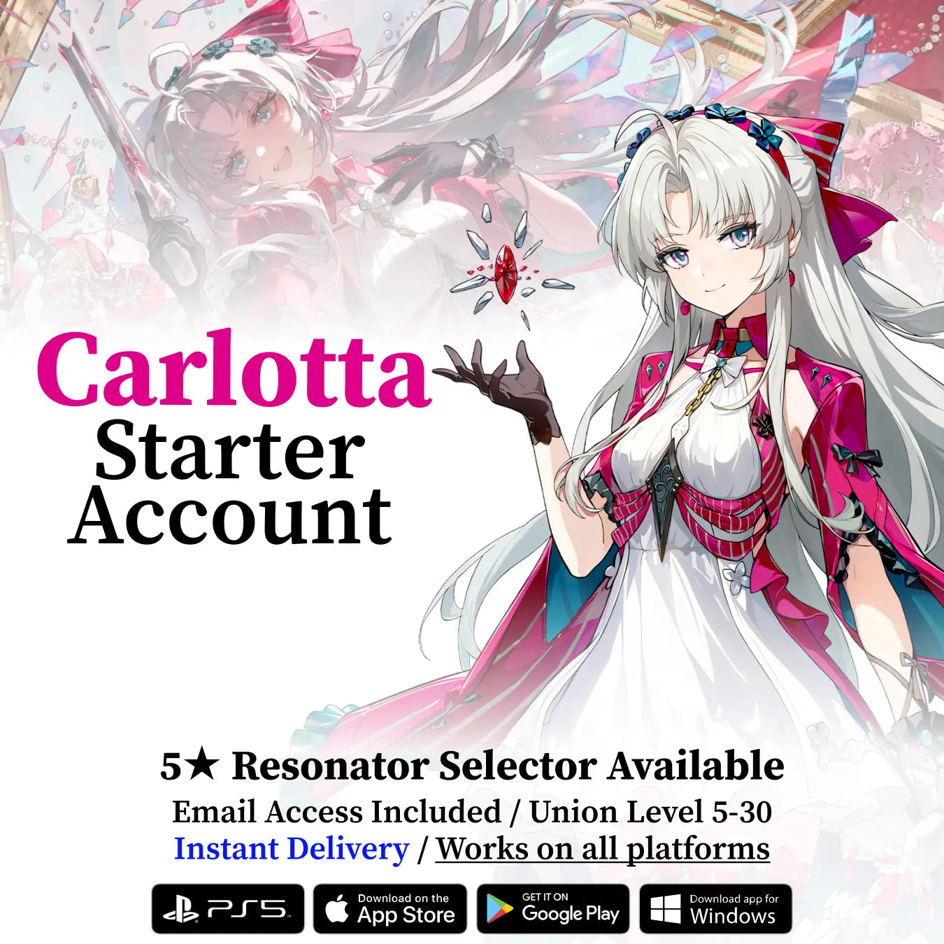 Wuthering Waves Carlotta Starter Reroll Account