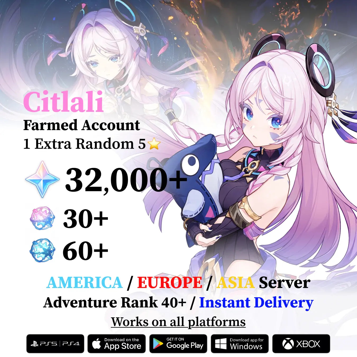 Citlali Reroll Account with Primogems