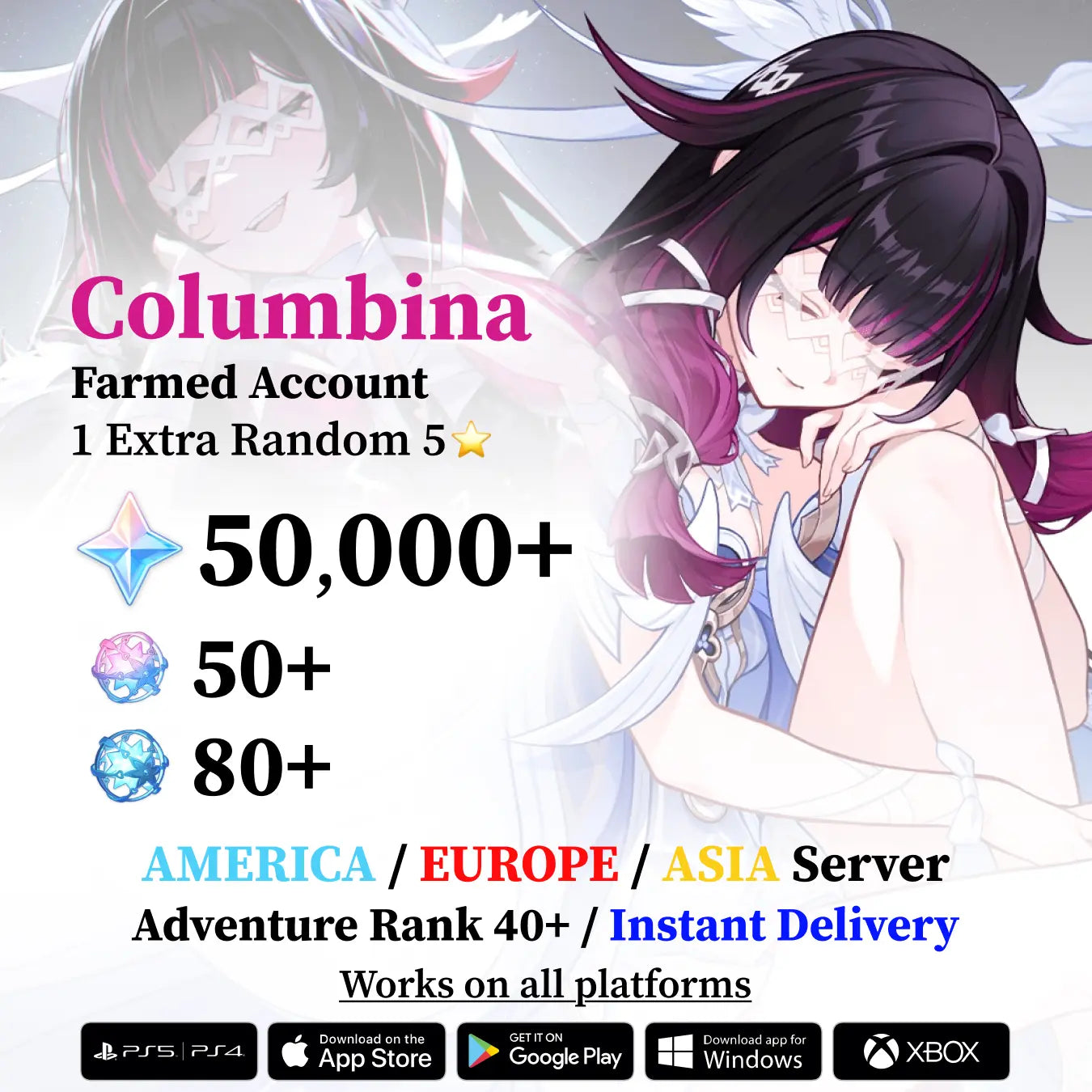Columbina Reroll Account with Primogems
