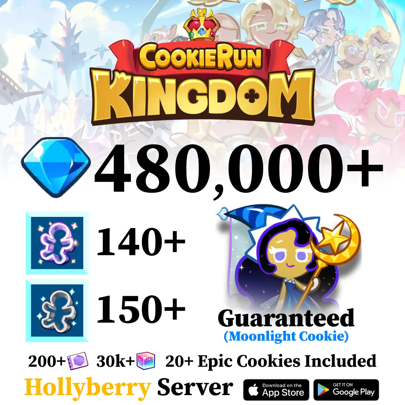 Cookie Run Kingdom Starter Reroll Account with Moonlight [Hollyberry]