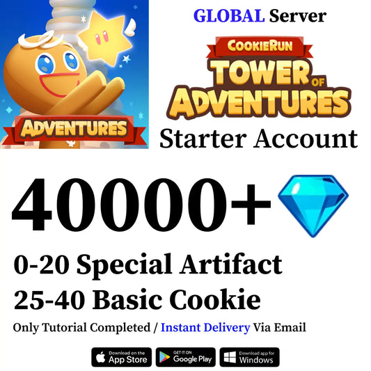 CookieRun: Tower of Adventures Starter Reroll Account with 40000+ Diamonds [GLOBAL]