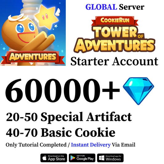 CookieRun: Tower of Adventures Starter Reroll Account with 60000+ Diamonds [GLOBAL]