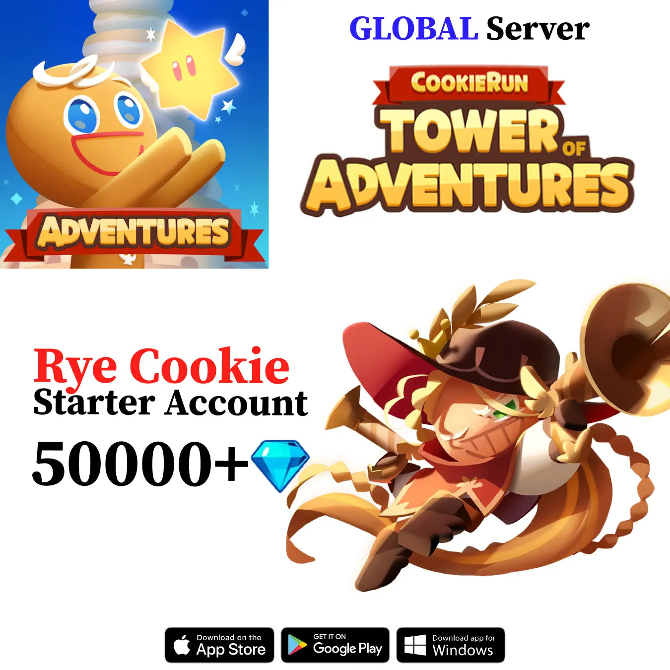 CookieRun: Tower of Adventures Rye Cookie Starter Account [GLOBAL]