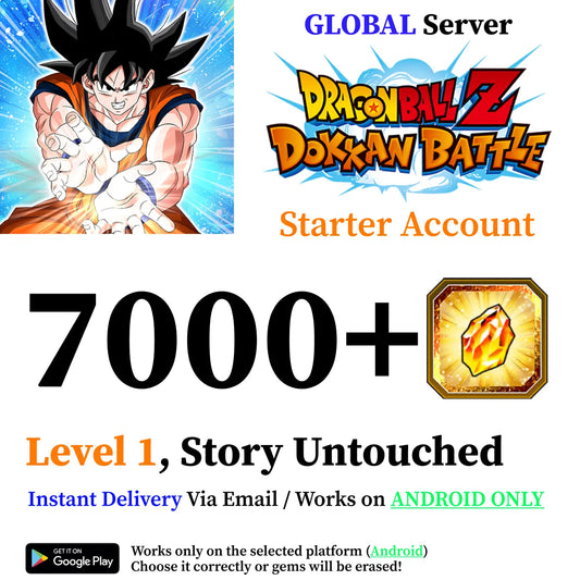 Dragon Ball Z Dokkan Battle Starter Account with 7000+ Dragon Stones [Android]