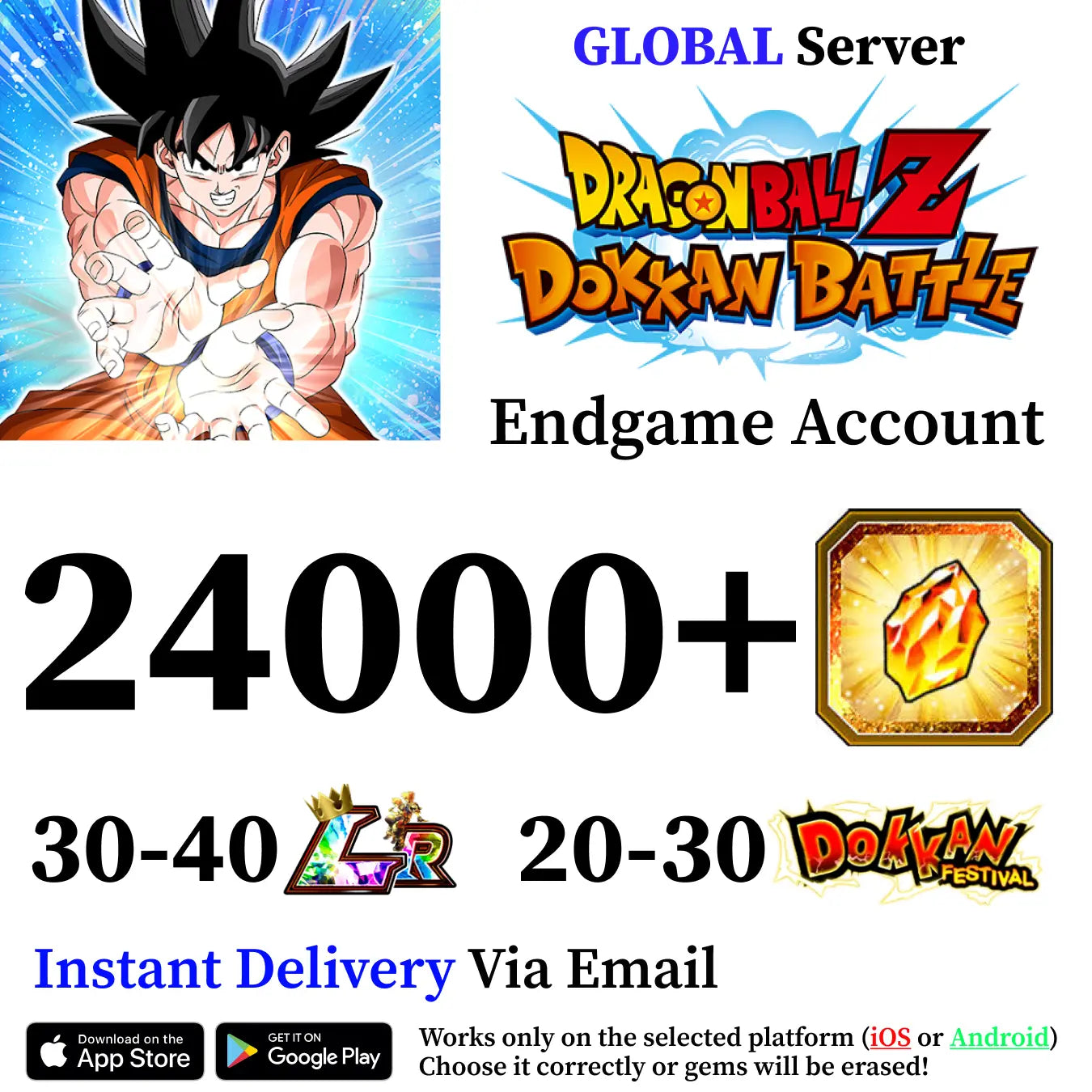 DBZ Dokkan Battle Special Account with 24000 Dragon Stones [Android/iOS]