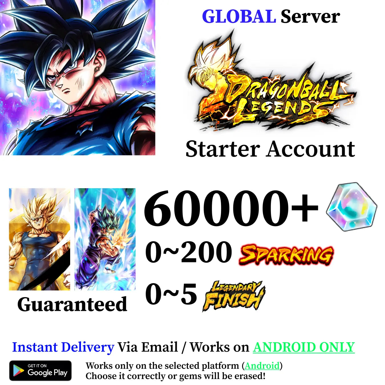 Dragon Ball Legends UL Majin Vegeta with Blue Vegito Account [Android]