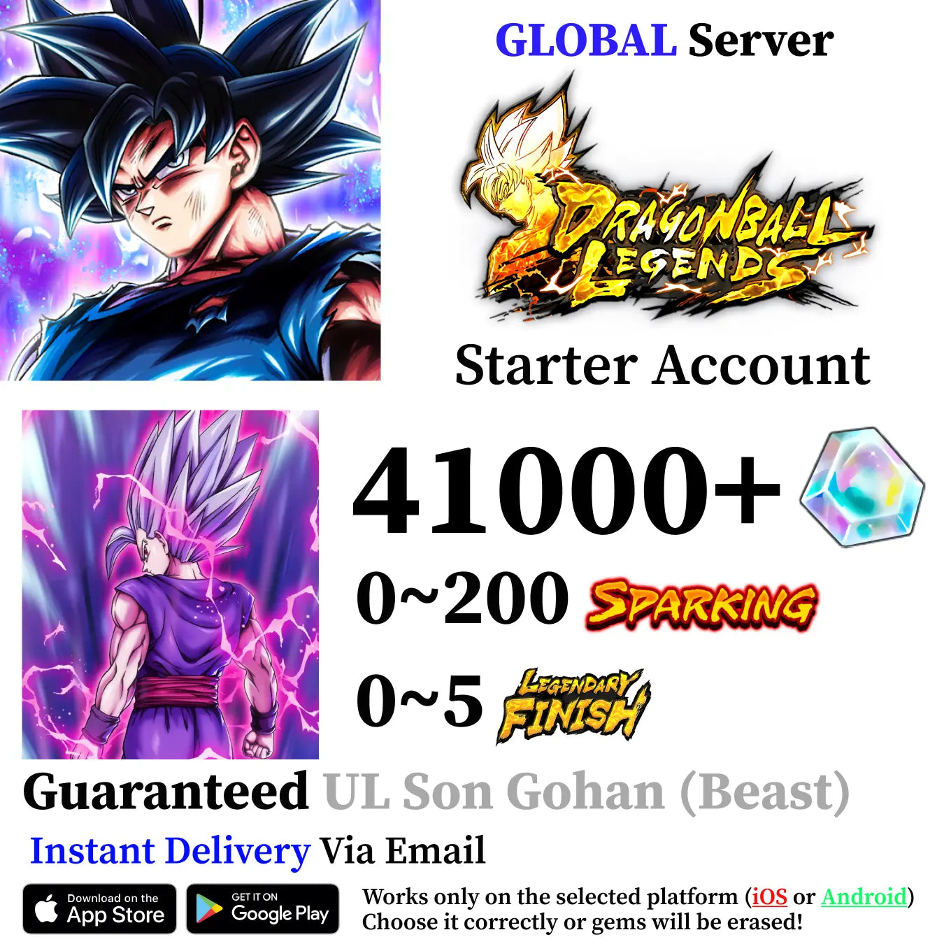 Dragon Ball Legends UL Son Gohan (Beast) Starter Account [iOS/Android]