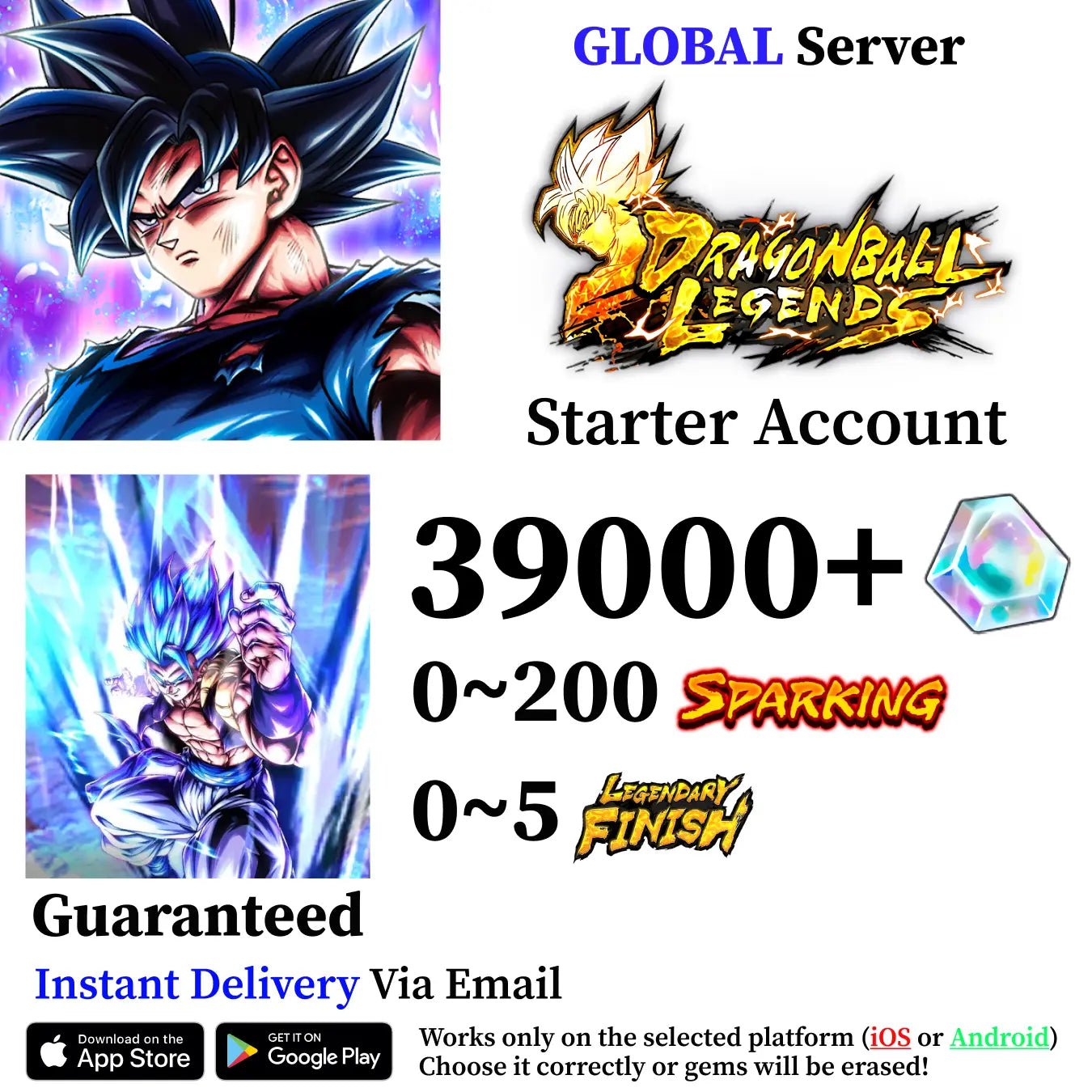 Dragon Ball Legends Super Saiyan God SS Gogeta Starter Account [iOS/Android]