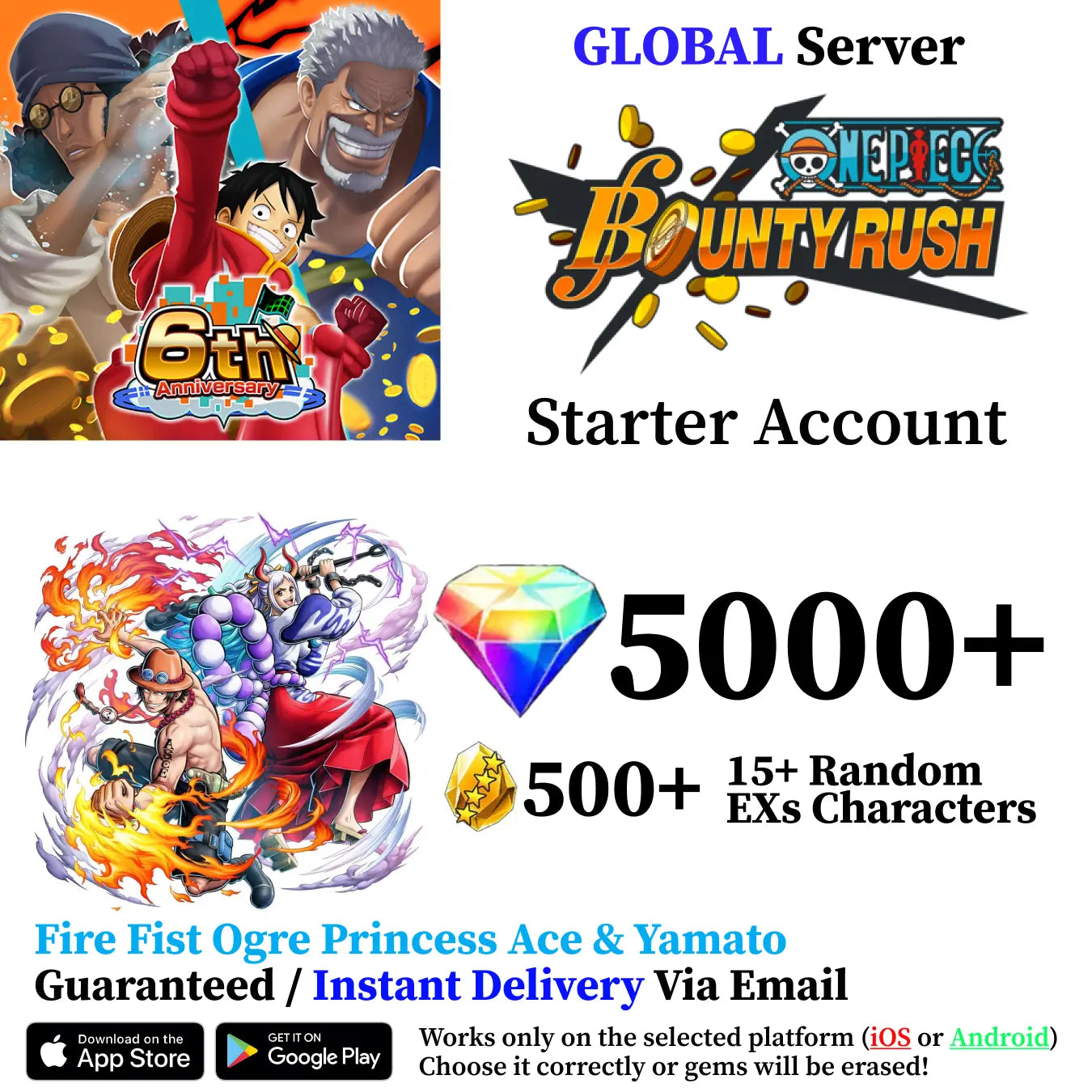 Ace & Yamato OPBR Starter Reroll Account [Global]