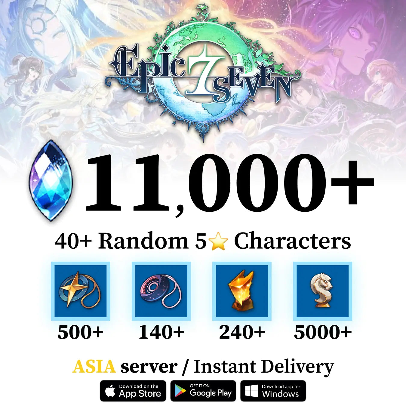 Epic Seven Starter Account with Skystones [Asia]