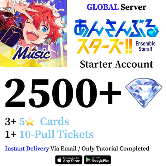 Ensemble Stars Music Enstars Reroll Starter Account with 2500+ Gems [Japan]