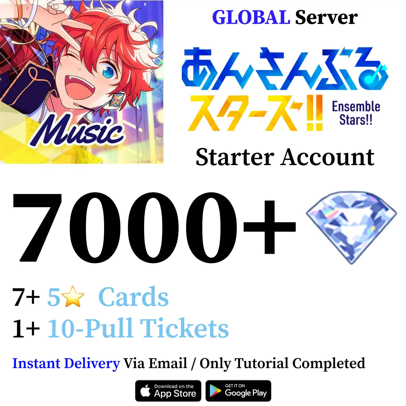 Ensemble Stars Music Enstars Reroll Starter Account with 8500+ Gems [Japan]