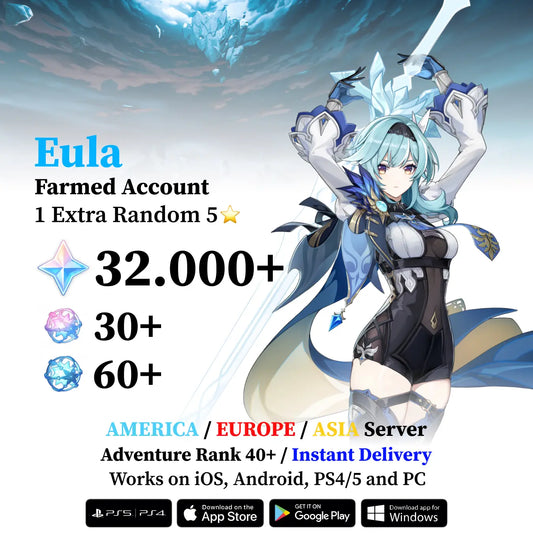 Eula Reroll Account with 30.000 Primogems