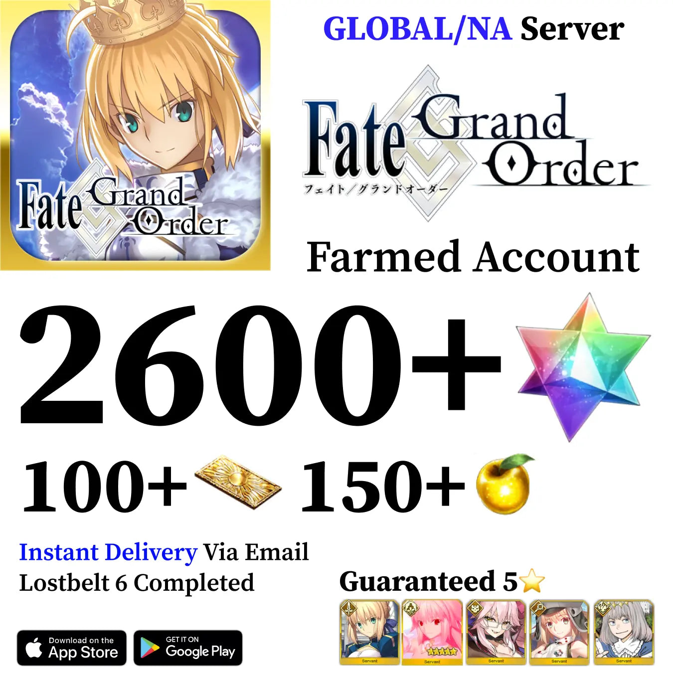 Fate Grand Order Account with 2600+ SQ [Global]