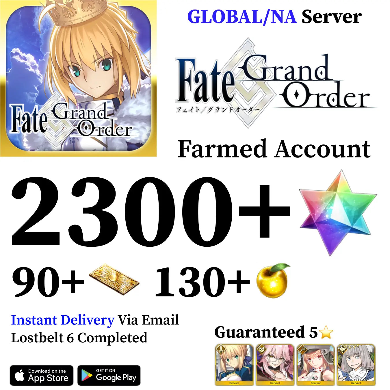 Fate Grand Order Waver Reroll Account with SQ [Global]