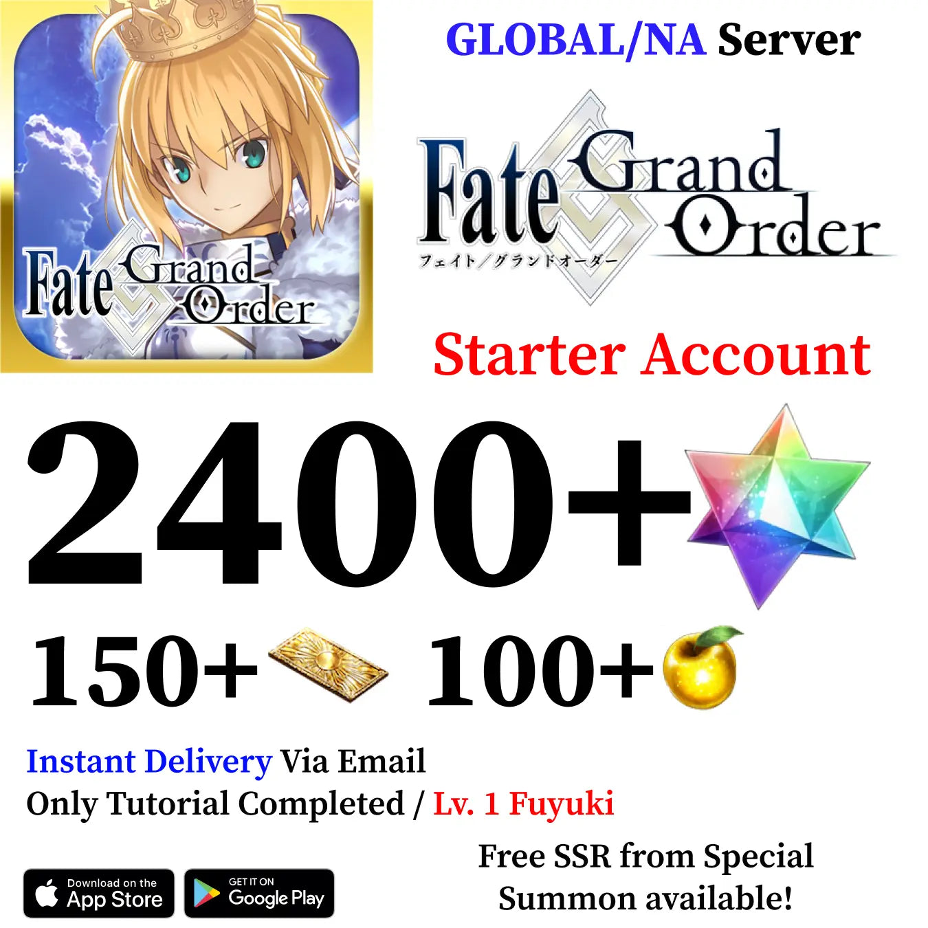 Fate Grand Order Starter Account with 2400+ SQ [Global]